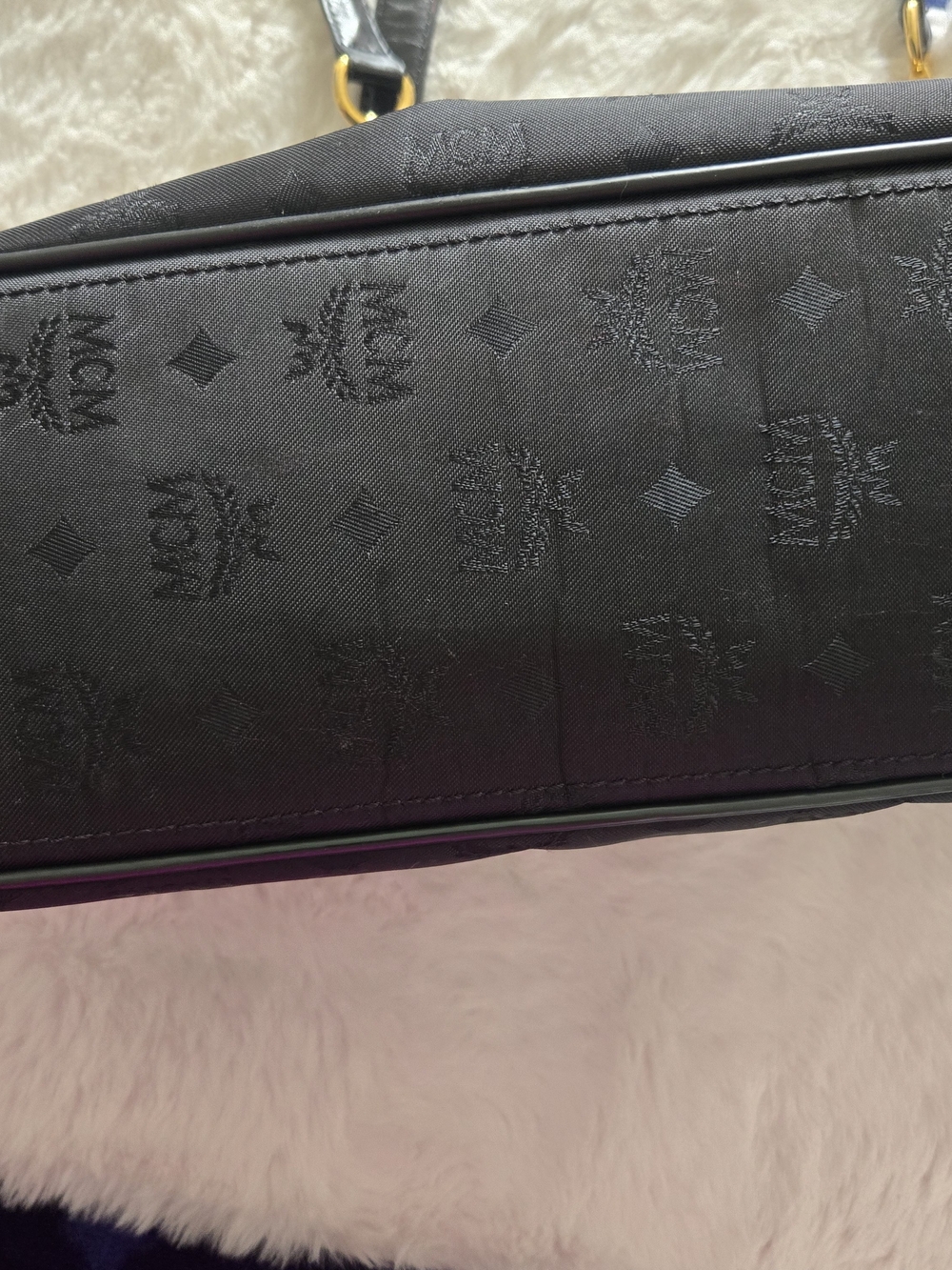 MCM Black Logo-Print Shoulder Bag with Gold Hardware - Picture 4 of 16